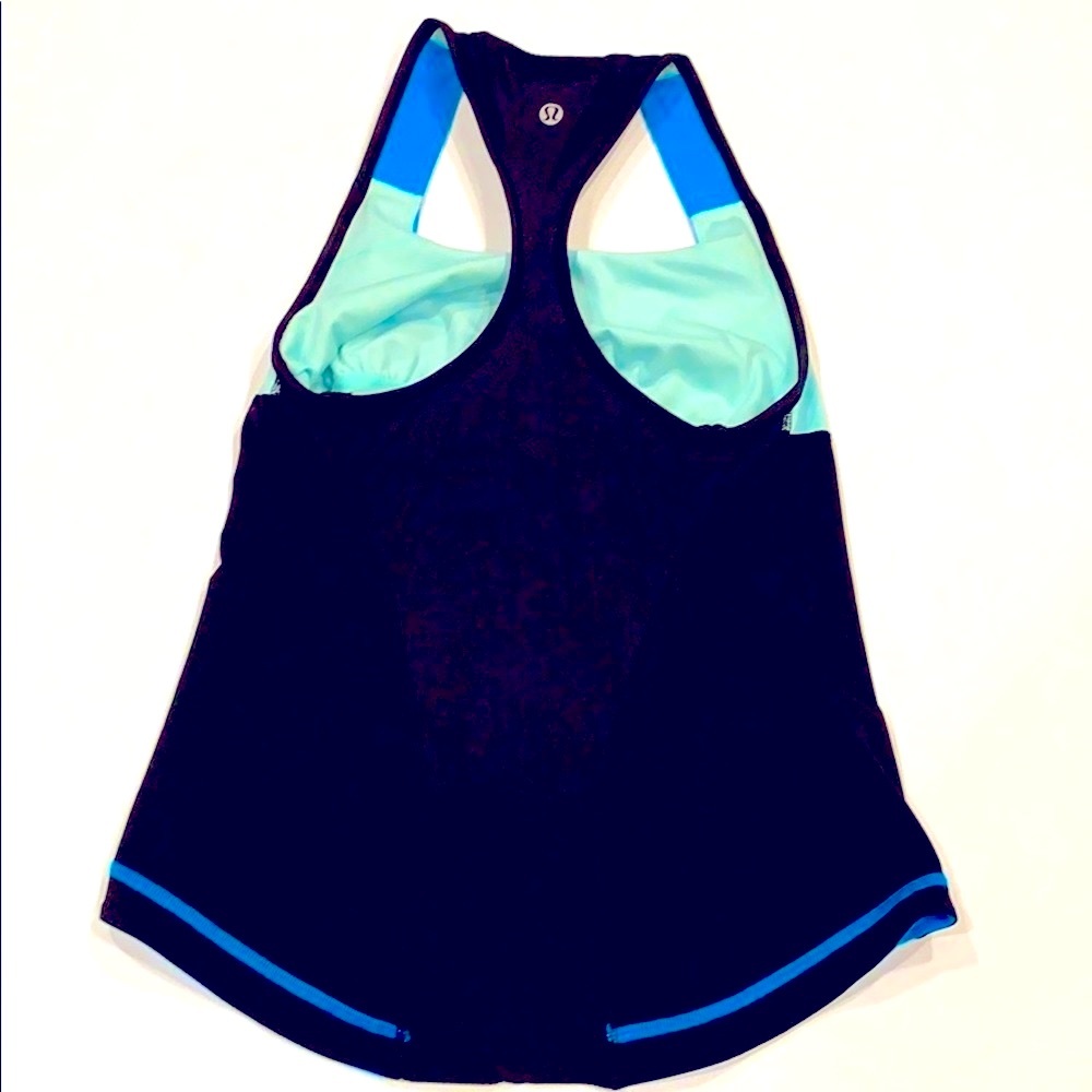 Lululemon Cardio Kick Tank Racerback Built in Bra Colorblock Blue- 6 Dot - Picture 4 of 7